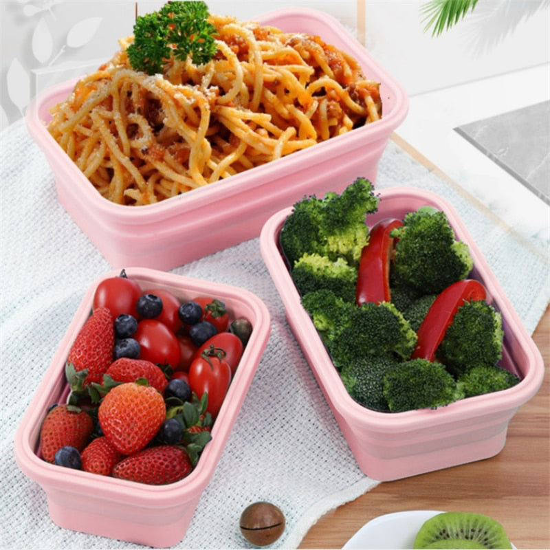 Silicone Folding Bento Box Collapsible Portable Lunch Box for Food Dinnerware Food Container Bowl For Children Adult