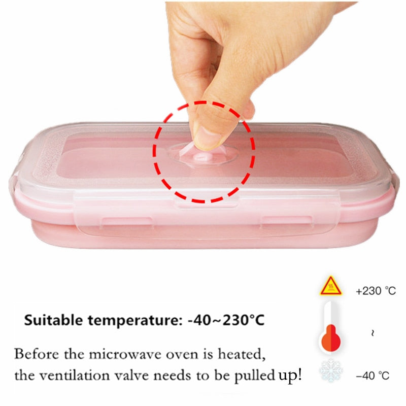 Silicone Folding Bento Box Collapsible Portable Lunch Box for Food Dinnerware Food Container Bowl For Children Adult