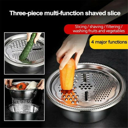 New Kitchen Accessories 3 In 1 Multifunctional Vegetable Cutter Set Slicing Shaving Filtering Stainless Steel Shaved Slice Tools