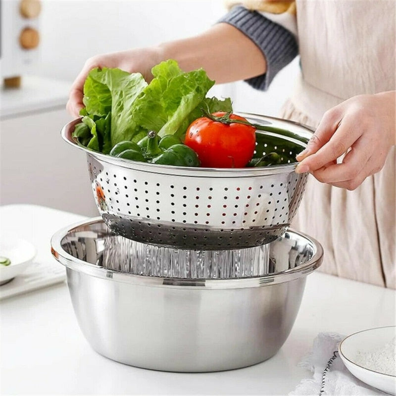 New Kitchen Accessories 3 In 1 Multifunctional Vegetable Cutter Set Slicing Shaving Filtering Stainless Steel Shaved Slice Tools